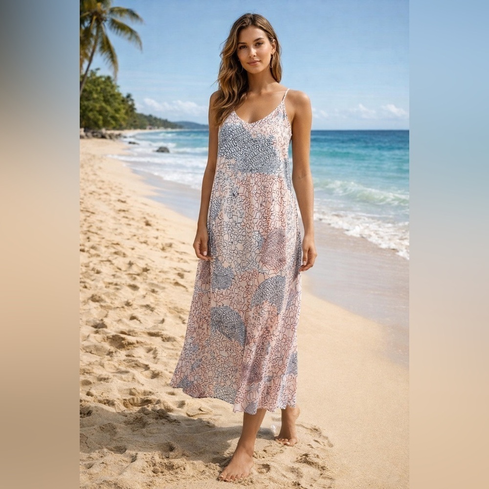 NWT BUCKETLIST Abstract Patterned Lightweight Flowy Slip Dress
